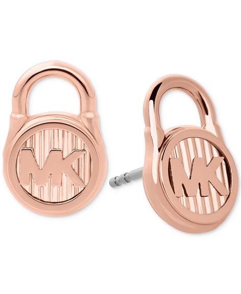 Michael Kors Stainless Steel Logo Padlock Stud Earrings 